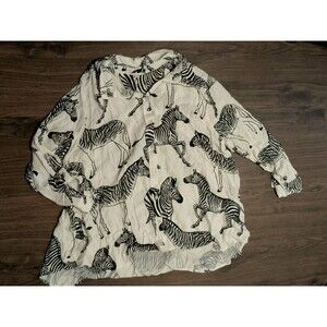 Jane Delaney blouse 2x Zebra Animal Boho Nature White Black